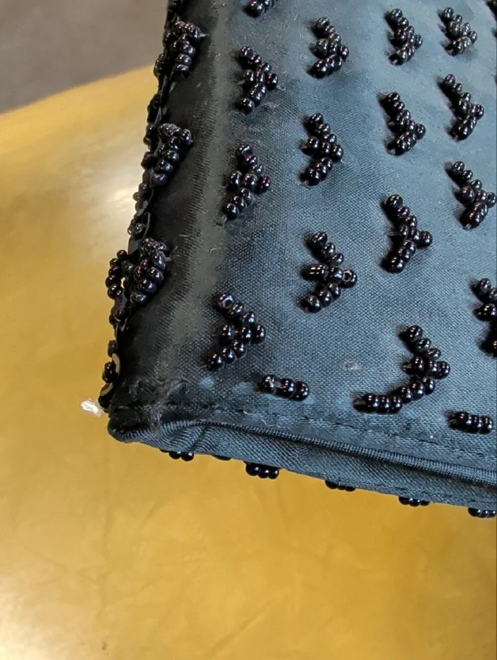 Vintage 1950s Black Beaded Clutch Evening Bag - Hand Made in Hong Kong